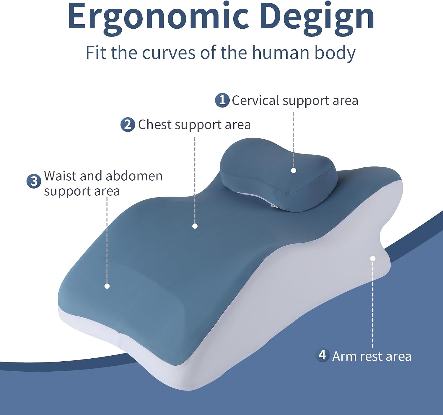 YouBath Reading Prone, Ergonomic Back Support Pillow for Bed Sitting Up Prone Pillow Face Down Sleep, Resting, Relaxing Back, with Washable…