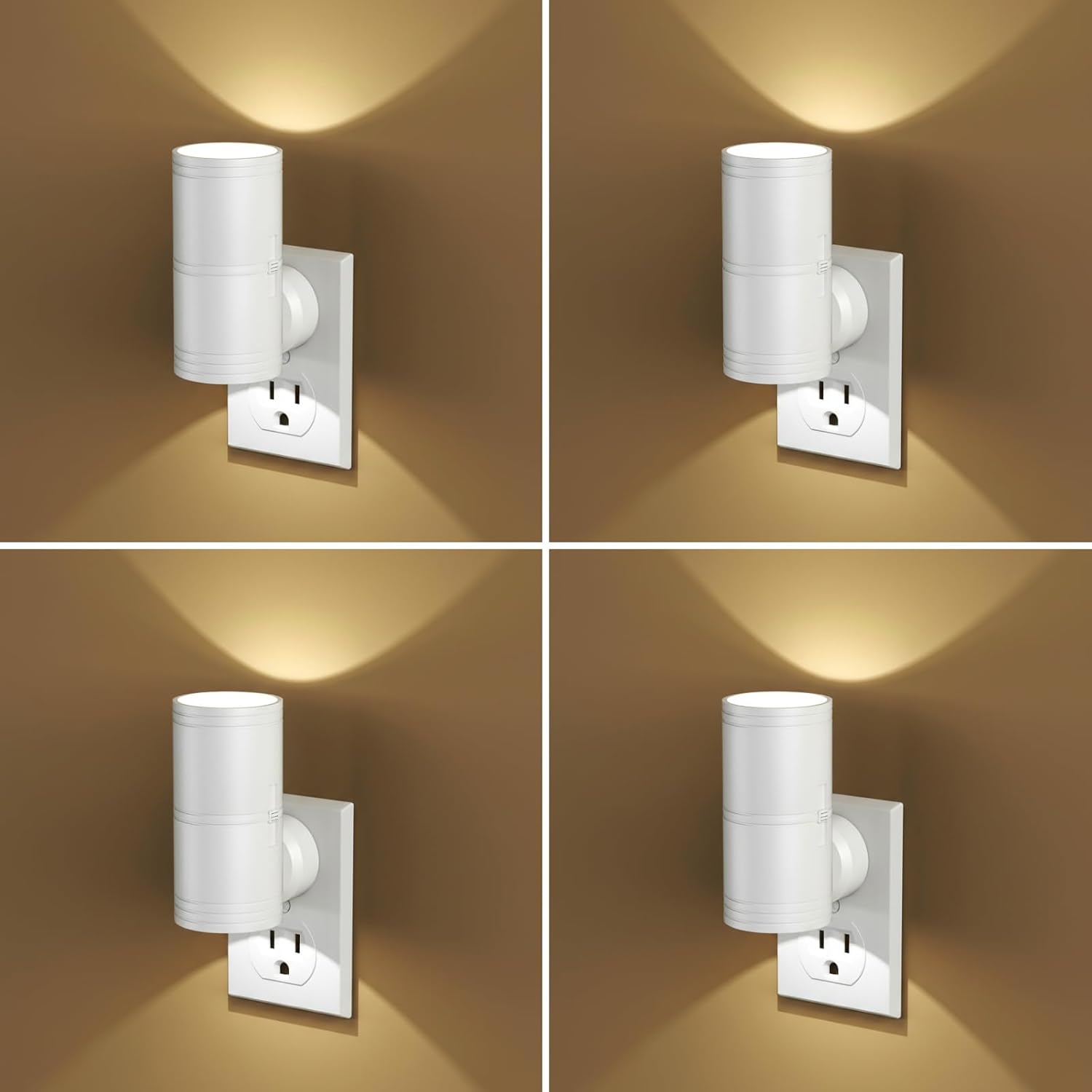 Likelgn Night Light Plug into Wall, 4 Pack Dimmable LED Nightlight with Dusk to Dawn Sensor, Soft White Glow, for Hallway, Bathroom…