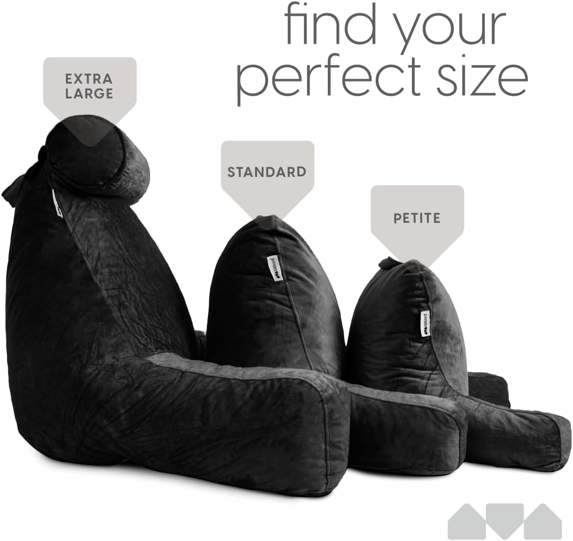 Milliard Reading Pillow with Arms, Black, Cozy Shredded Memory Foam Back Pillow for Bed Sitting Up - Sit Up Backrest Support for Reading…