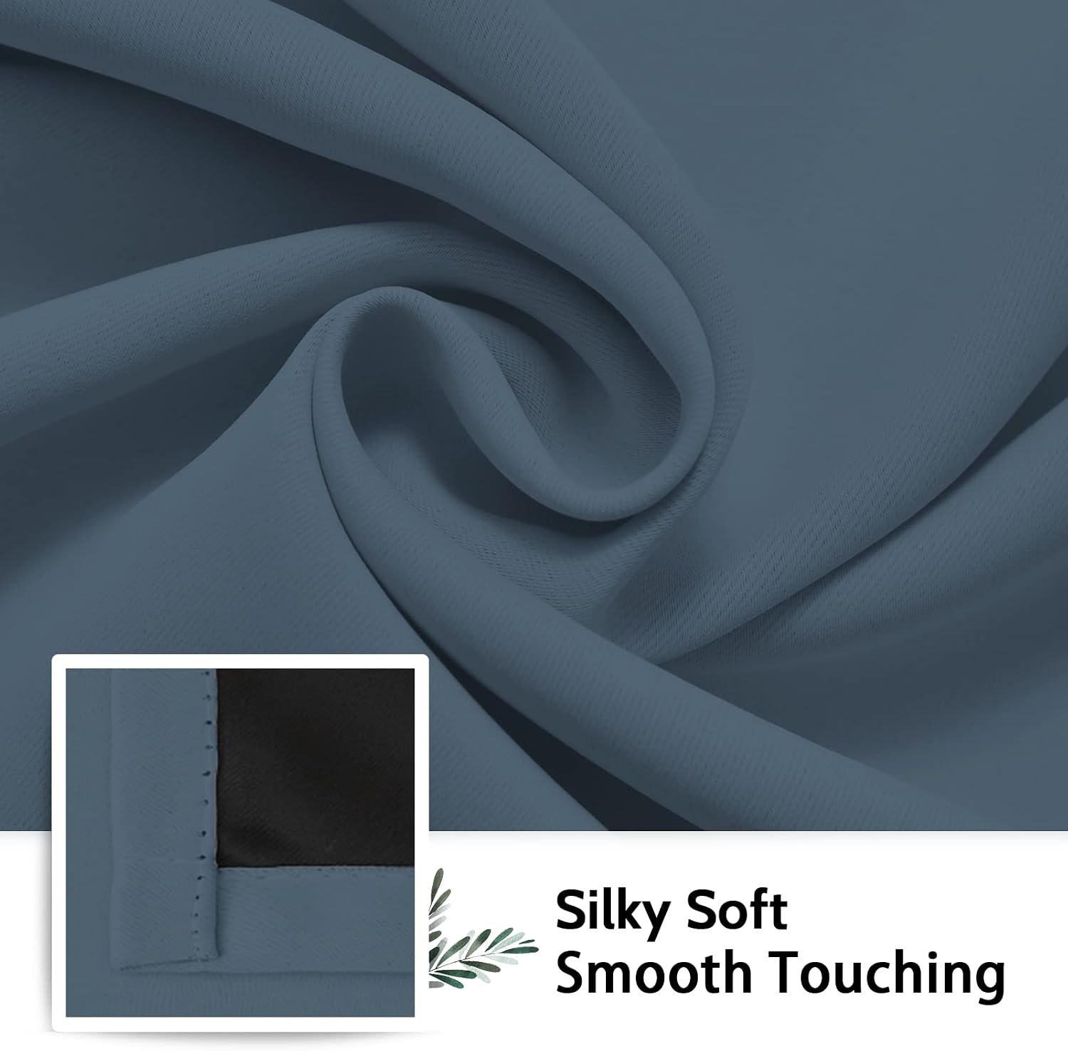 SimpleHome 100% Blackout Curtains for Bedroom, Thermal Insulated Grommet Window Drapes Room Darkening Stone Blue Curtains for Living Room wi…