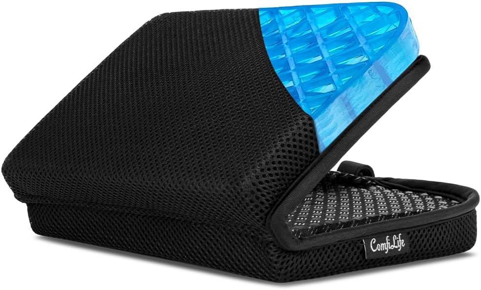 ComfiLife Ergo-Gel Airplane Seat Cushion – Travel Seat Cushion – Compact, Foldable, Portable Comfort Black