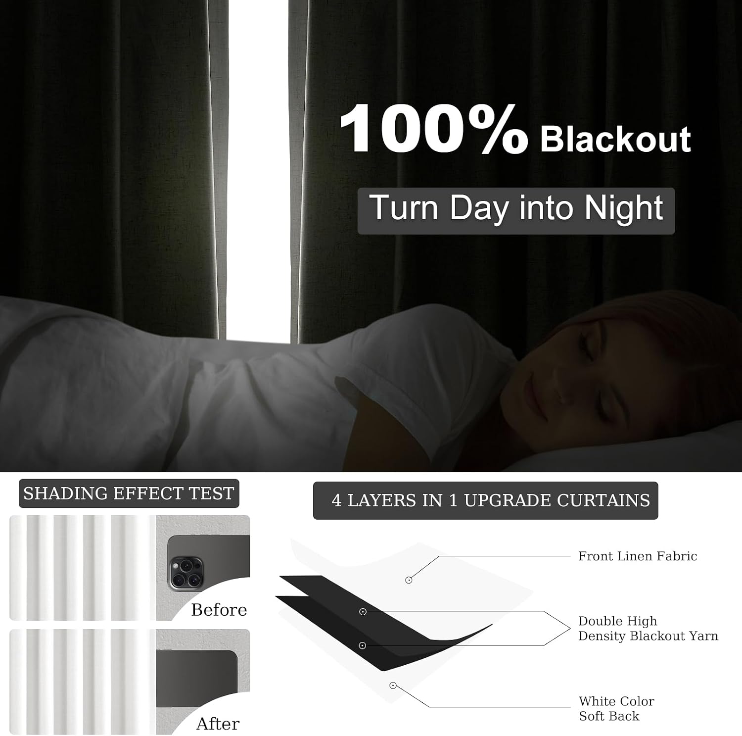 Topfinel 102 inch blackout curtains for Sliding door 2 Panels 100% Blackout Linen texture Beige White Window Drapes with Back Tab Rod Pocke…