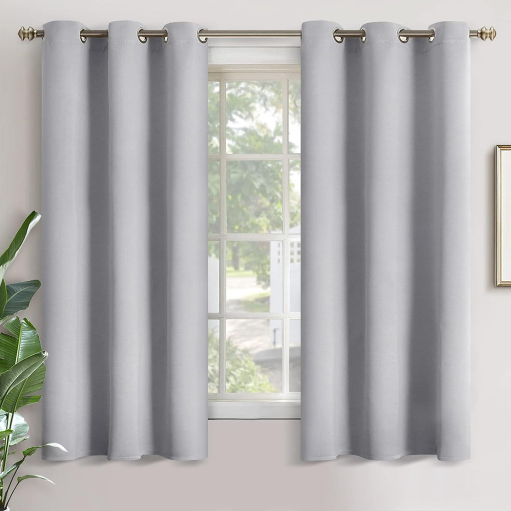 YoungsTex Light Grey Blackout Curtains 68 Inches Length for Bedroom - Thermal Insulated Window Drapes with Grommet Room Darkening Privacy f…