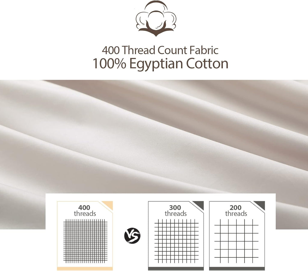 ShunjieHome 100% Egyptian Cotton King Pillow Protectors Set of 4, 400 Thread Count Sateen Weave Cooling Pillowcase, easy maintenance…
