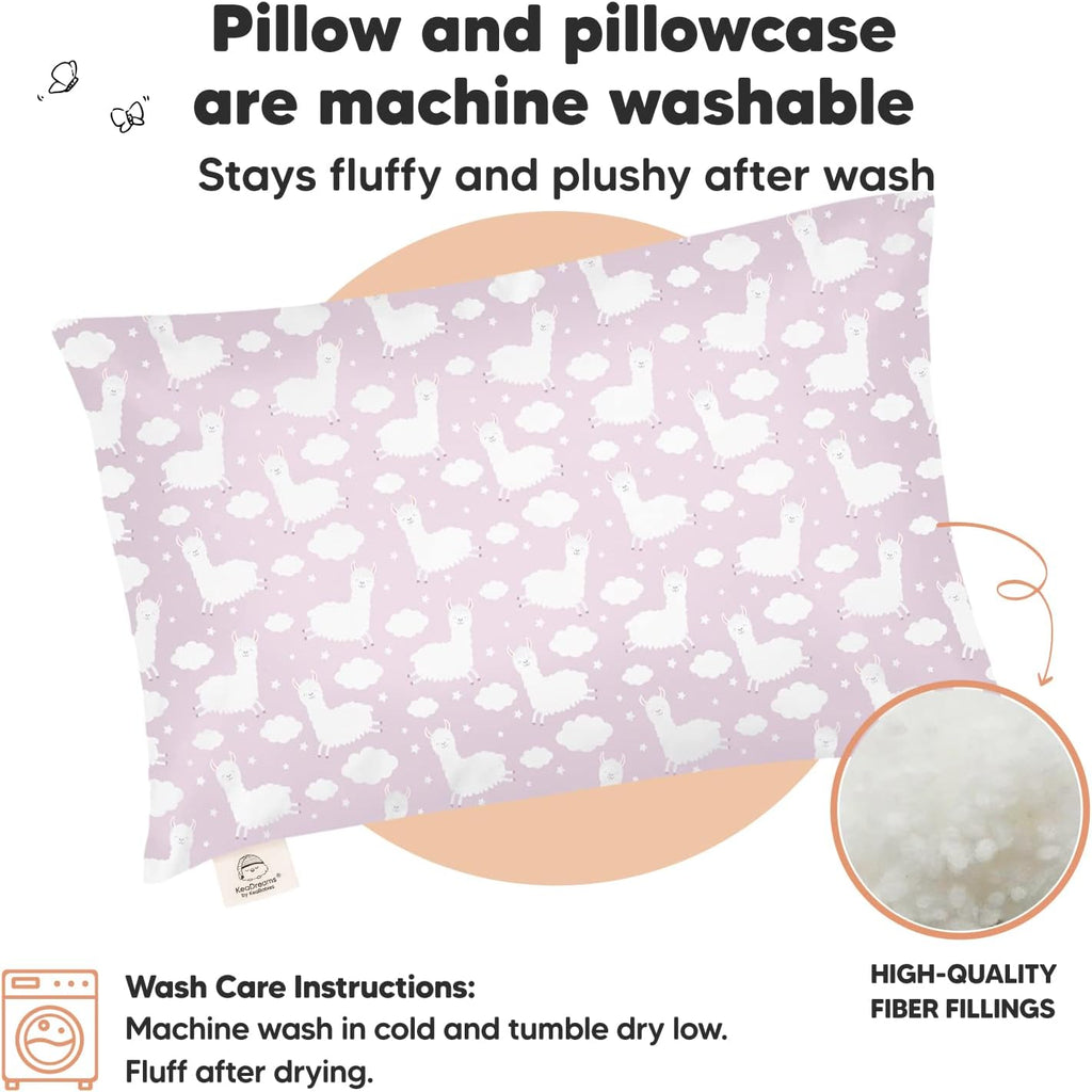 Toddler Pillow with Pillowcase - 13x18 My Little Dreamy Kids Travel Bed Pillows for Sleeping, Organic Cotton Small Pillowcase, Soft &…