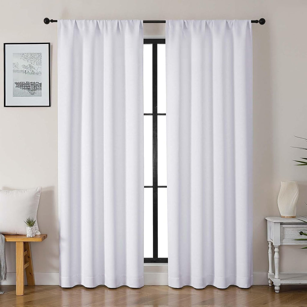 Gwine Pura White Curtains 84 inches Long, Light Filtering Thermal Insulated Noise Reducing Window Curtain Panels for Bedroom, Elegant…