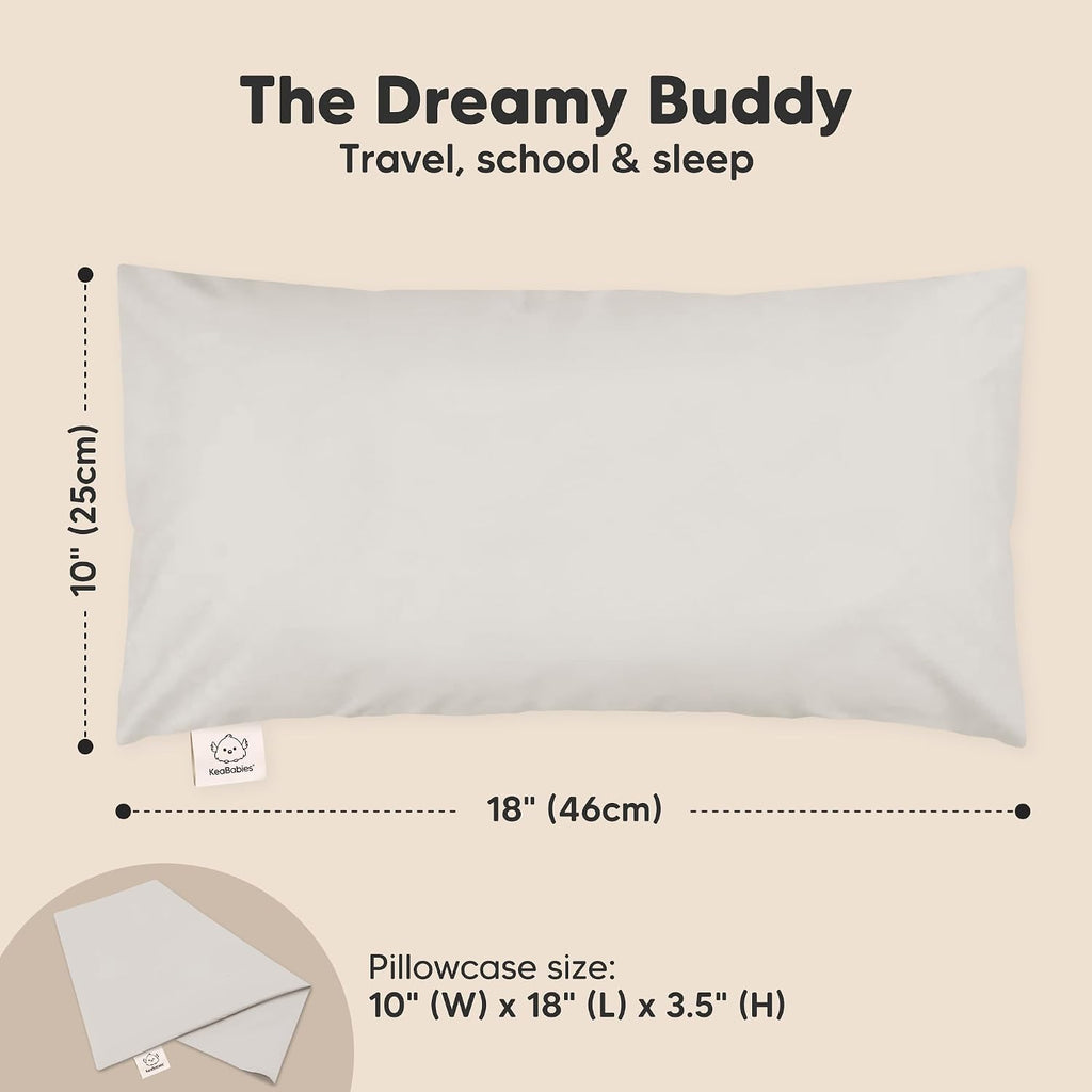 Toddler Pillow with Pillowcase - 10x18 My Little Dreamy Kids Travel Bed Pillows for Sleeping, Organic Cotton Small Pillowcase, Soft &…