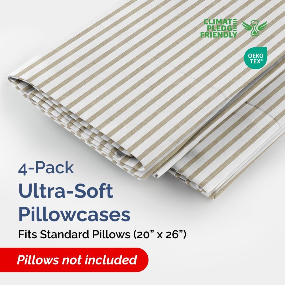 Standard Pillow Cases Set of 4 - Soft Hotel Quality Pillowcase Covers - Comfy, Cozy Bedding for Women, Men, Kids & Teens - Machine…