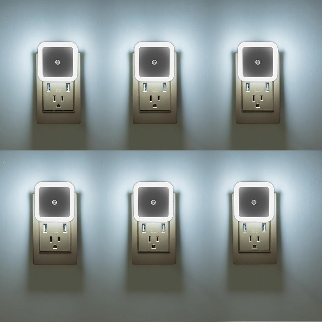 KINUR LED Night Lights Plug into Wall Daylight Color with Dusk to Dawn Night Light Plug in Sensor for Kids Room, Bedroom, Bathroom, Baby…