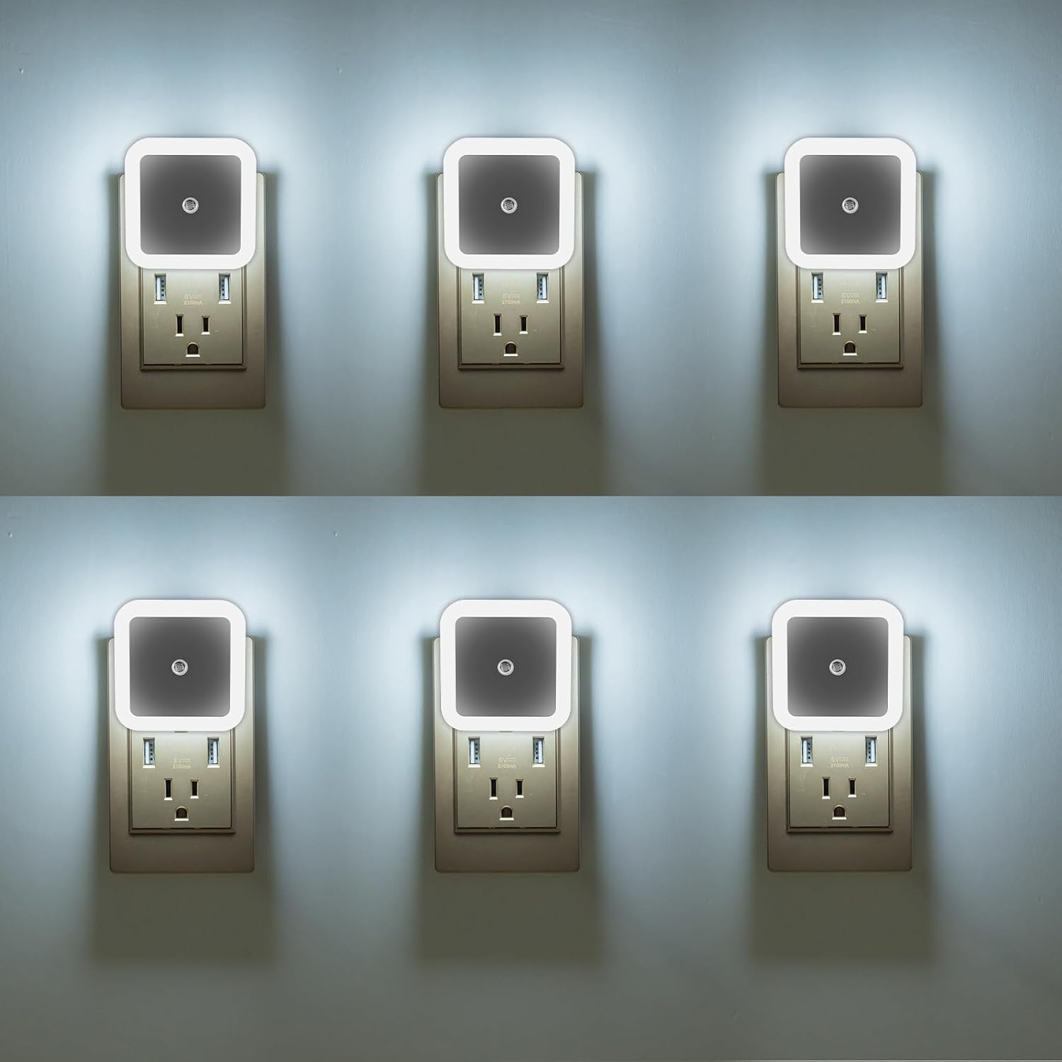 KINUR LED Night Lights Plug into Wall Daylight Color with Dusk to Dawn Night Light Plug in Sensor for Kids Room, Bedroom, Bathroom, Baby…