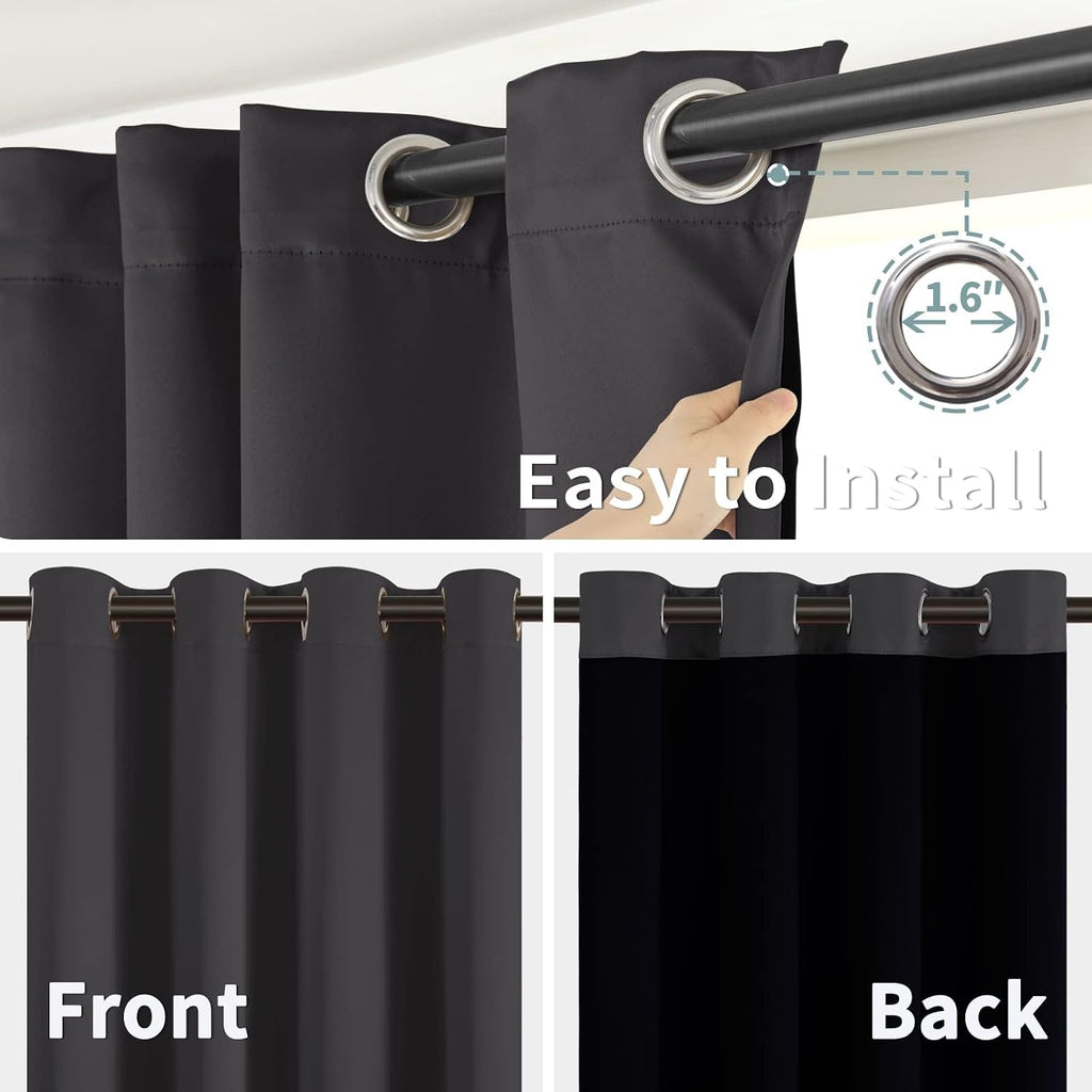BGment Short 100% Blackout Curtains for Bedroom, Thermal Insulated Energy Efficiency Noise Reducing Grommet Curtains 45 Inch Length with Li…