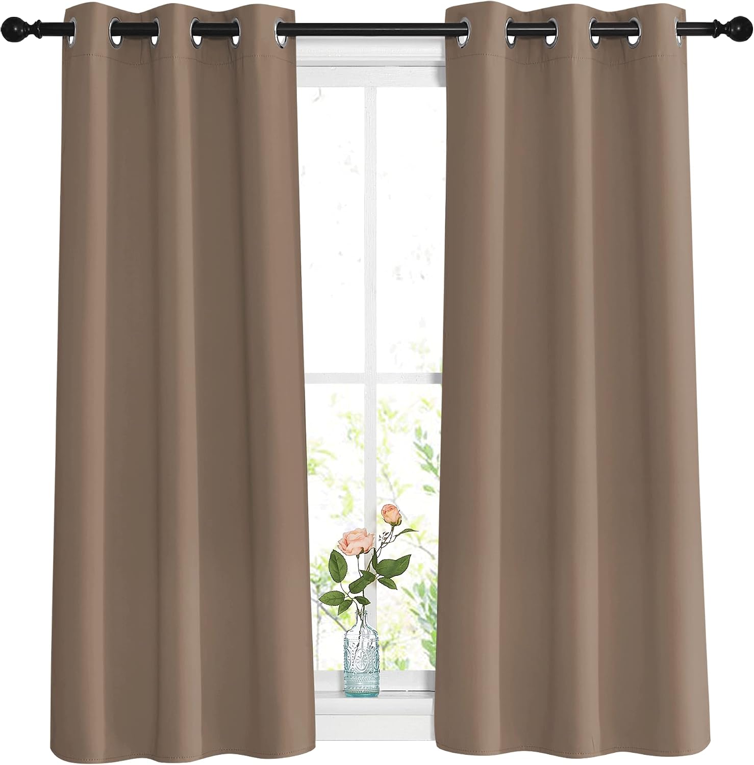 Nicetown Insulated Blackout Curtains and Drapes - Microfiber Energy Saving Thermal Insulated Solid Grommet Blackout Draperies for Kitchen (…