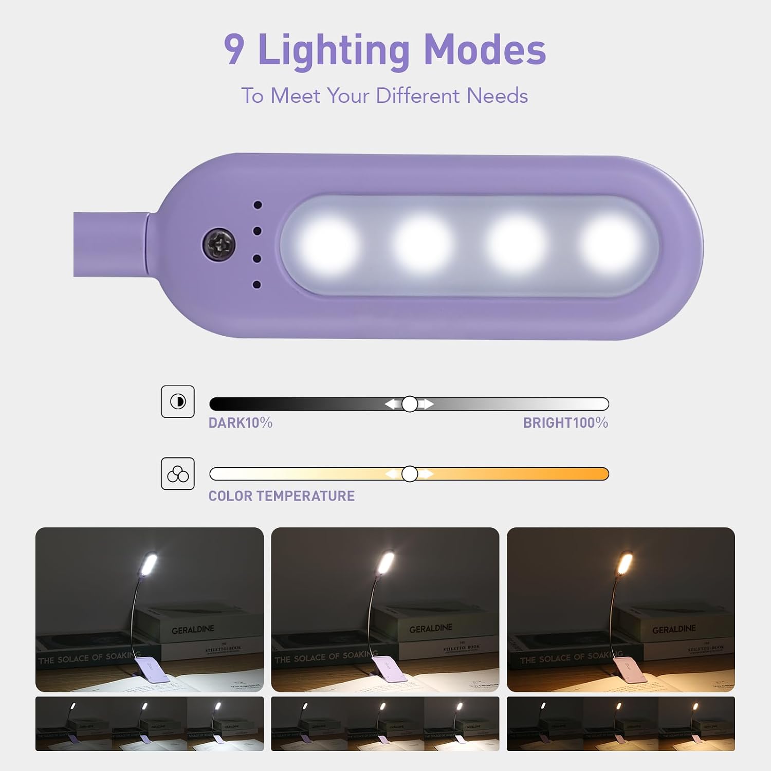 Vavofo Rechargeable Book Light for Reading in Bed Kids, 7 LED Reading Light with 9-Level Warm Cool White Daylight, Eye comfort Lamp with…