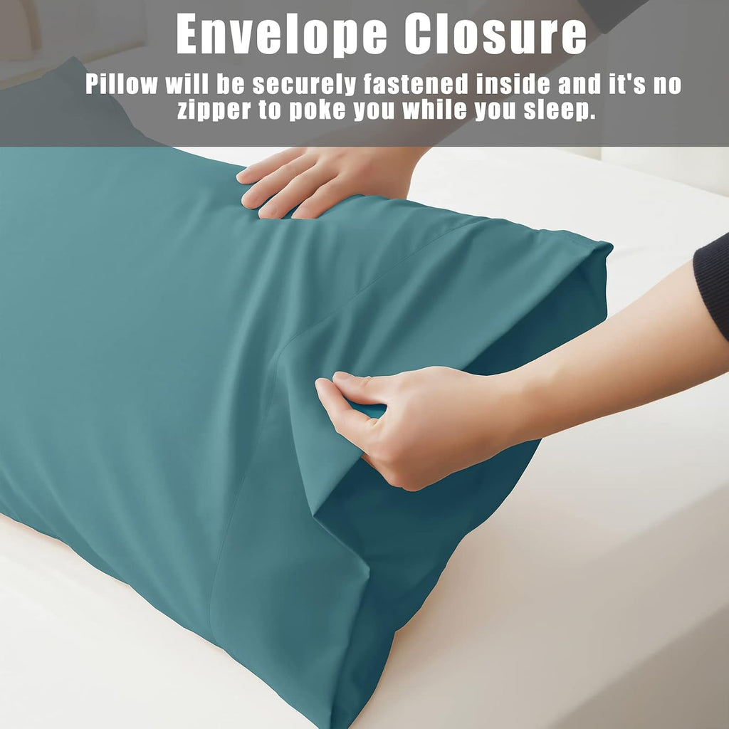 Teal Pillow Cases Queen Size 2 Pack, Bamboo Rayon Cooling Pillowcases with Envelope Closure, Cool Breathable Pillow Case for Hot Sleepers…