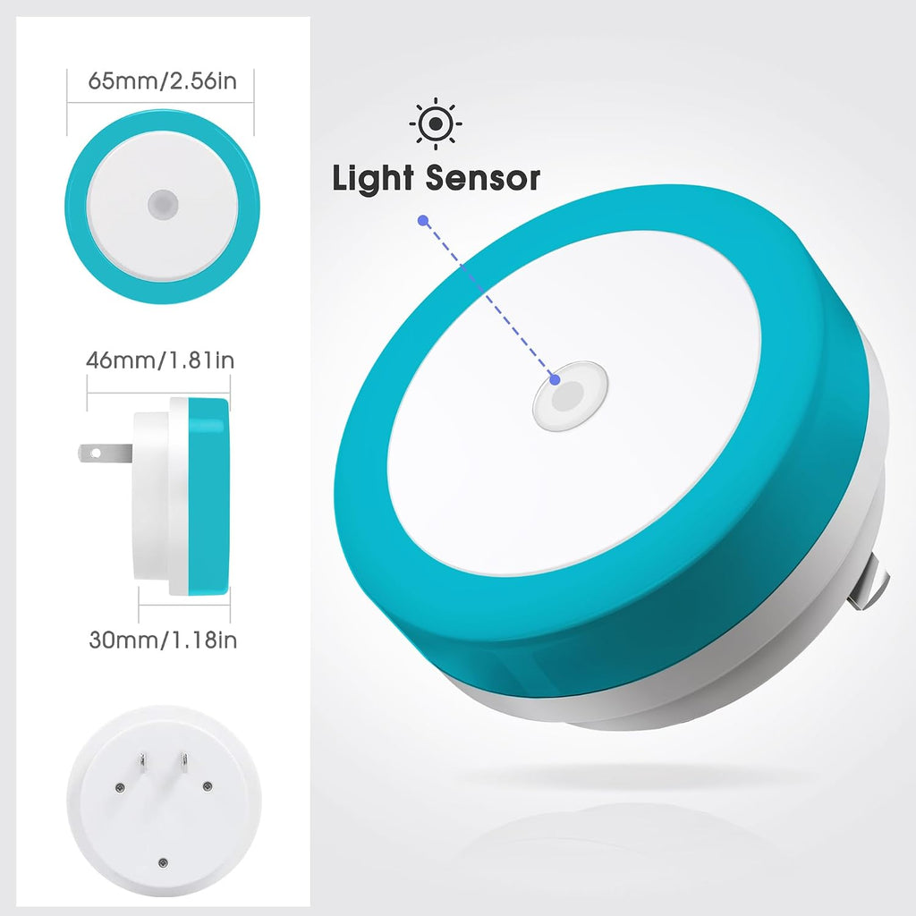 Briignite Azure Blue Night Light, Night Lights Plug into Wall [2Pack], Nightlight with Light Sensors, LED Night Light for Kids Room…