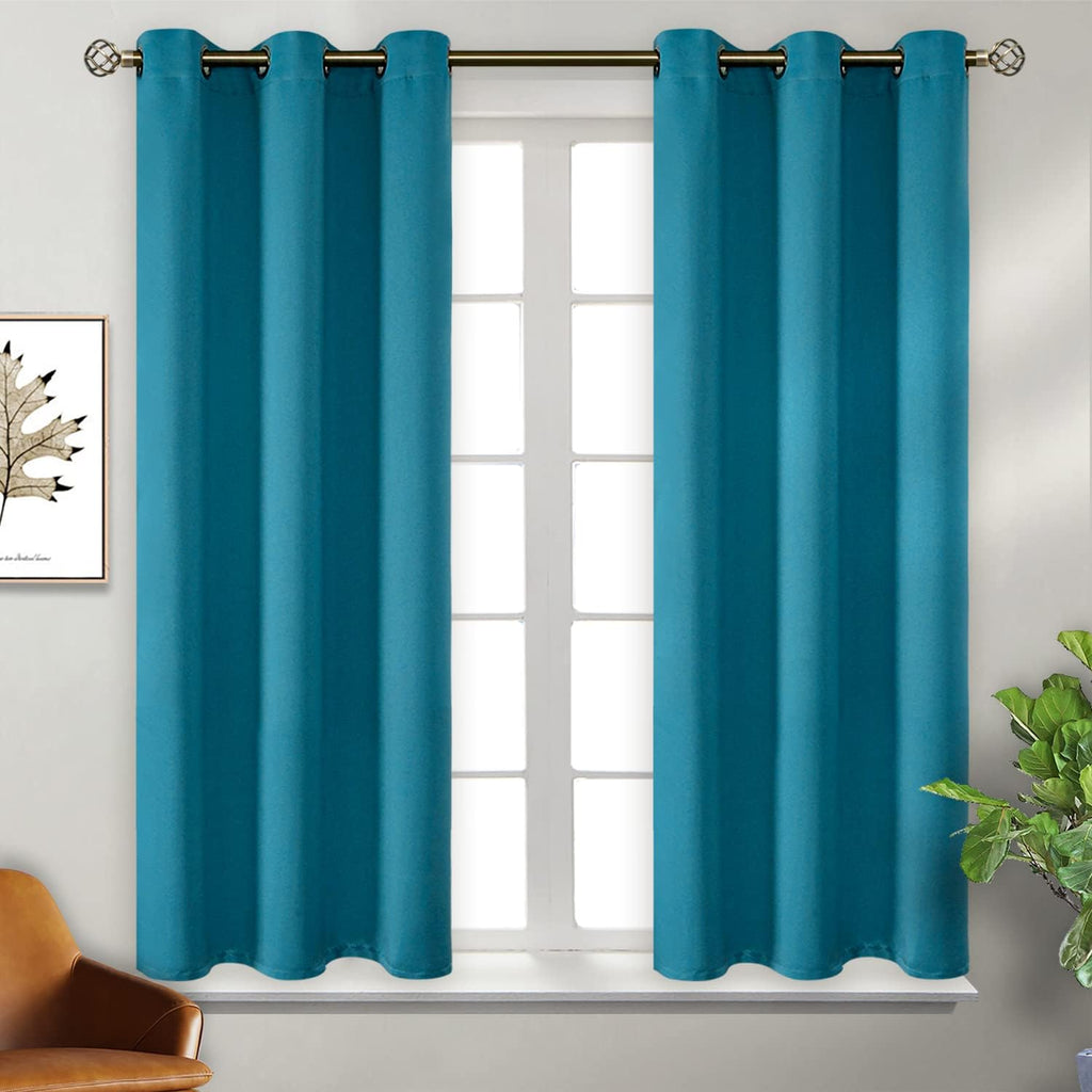 BGment Blackout Curtains - Grommet Thermal Insulated Room Darkening Bedroom and Living Room Curtains, Set of 2 Panels (38 x 45 Inch, Peacoc…