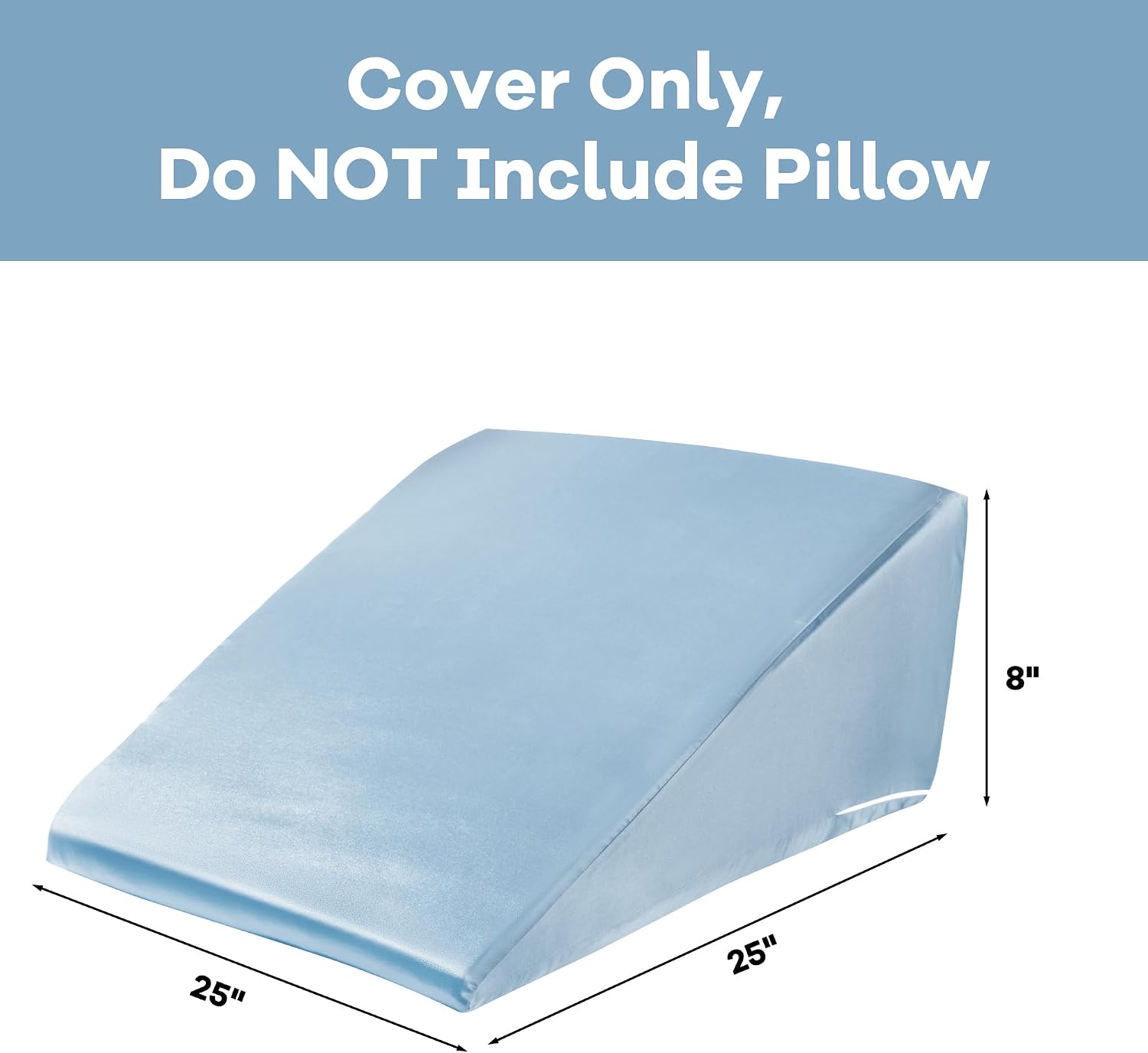 HOMBYS Satin Bed Wedge Pillow Cover Silky & Smooth Wedge Pillowcase 1 Pack 24x24x8, Soft & Breathable, Removable & Machine…