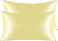 Ntbay 2 Pack Satin King Pillowcases for Hair and Skin, Luxurious and Silky Pillow Cases with Envelope Closure, 20x36 Inches, Light Yellow 2…
