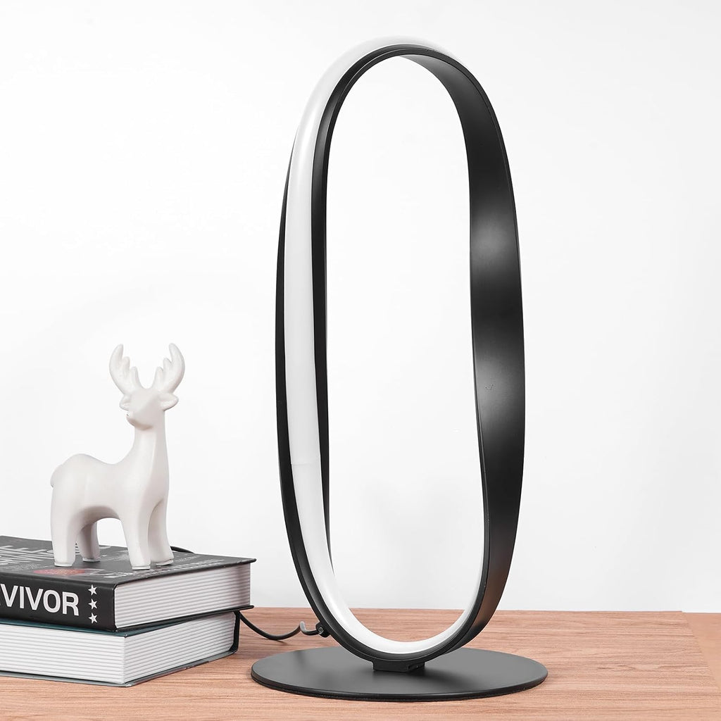 NUÜRLightning NUÜR Circle LED Table Lamp, 3 Color Temperatures Bedside Lamp for Living Room, Stepless Dimmable Bedside Table Lamp
