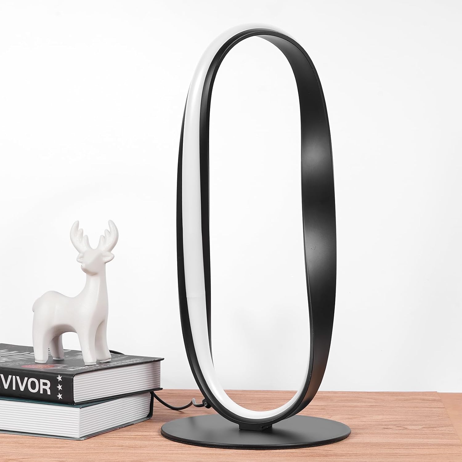 NUÜRLightning NUÜR Circle LED Table Lamp, 3 Color Temperatures Bedside Lamp for Living Room, Stepless Dimmable Bedside Table Lamp