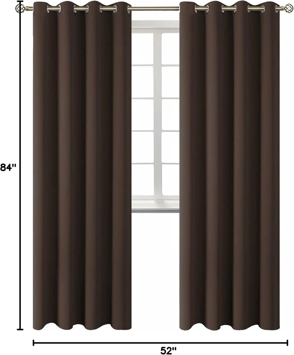 BGment Blackout Curtains for Living Room - Grommet Thermal Insulated Room Darkening Curtains for Bedroom, Set of 2 Panels (52 x 84 Inch, Br…