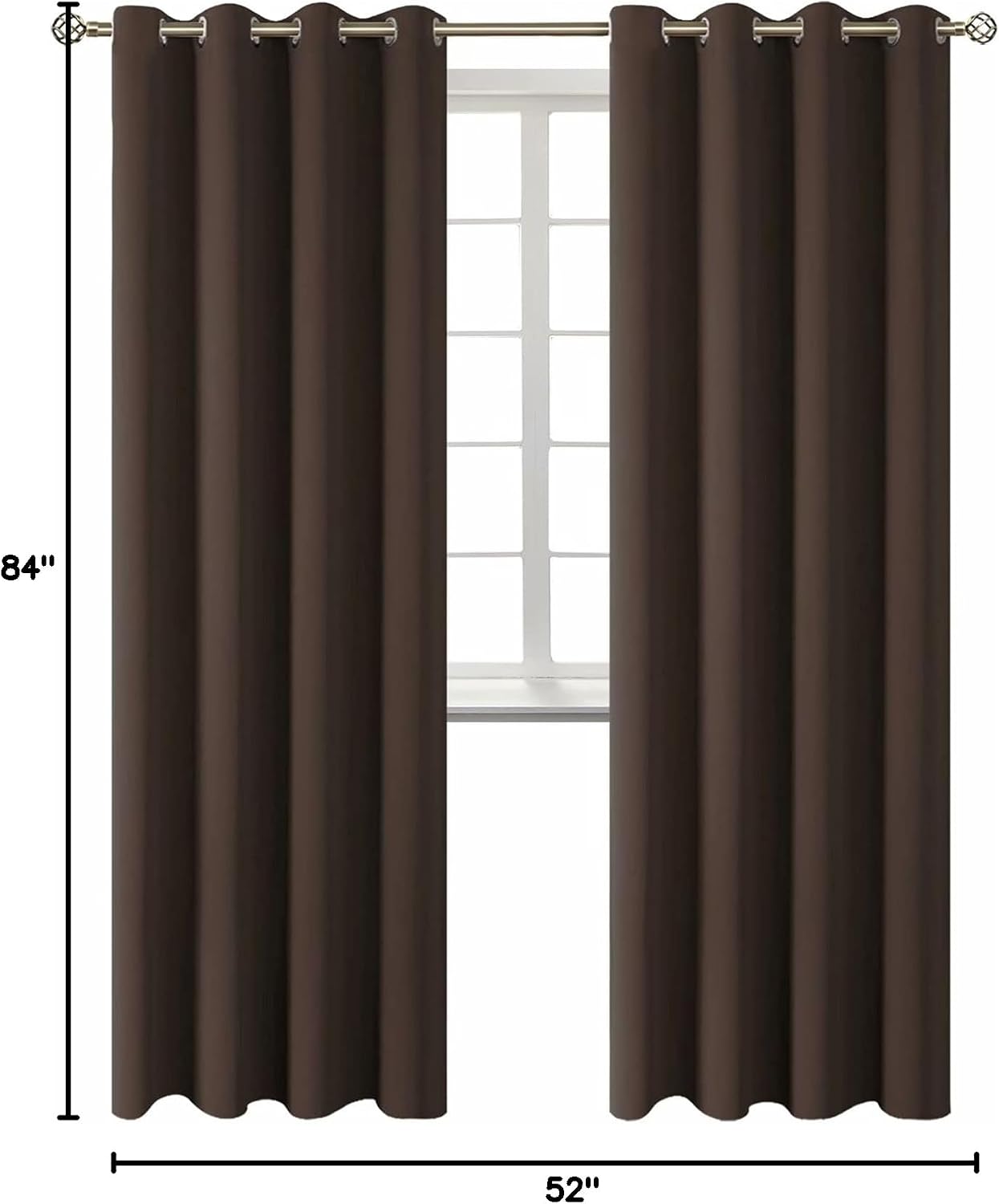 BGment Blackout Curtains for Living Room - Grommet Thermal Insulated Room Darkening Curtains for Bedroom, Set of 2 Panels (52 x 84 Inch, Br…