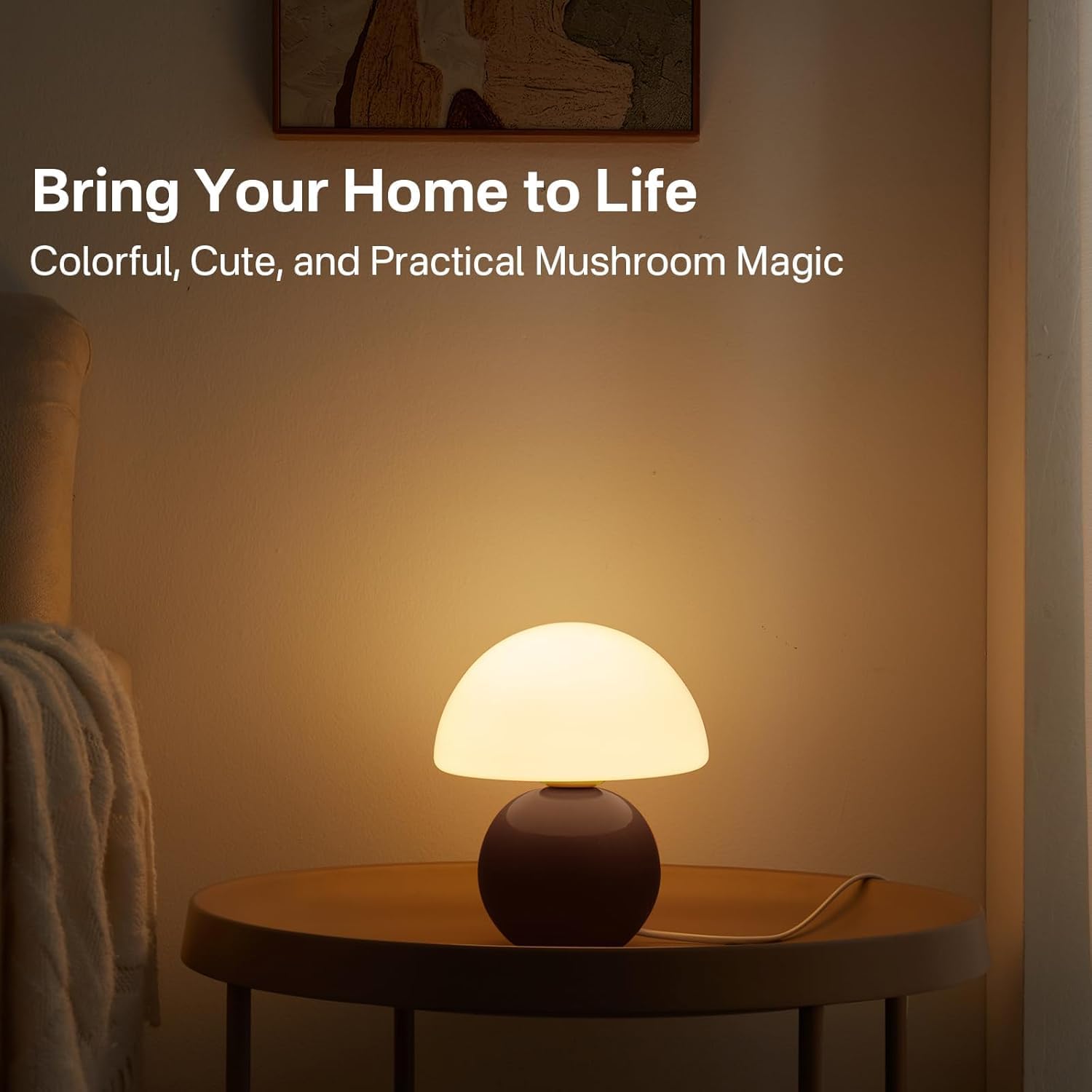 Dawnwake Mushroom Lamp Table Lamp for Bedroom, Desk Bedside Small Lamps for Living Room Night Stands, Mushroom Decor Cute Mini Modern Mid…