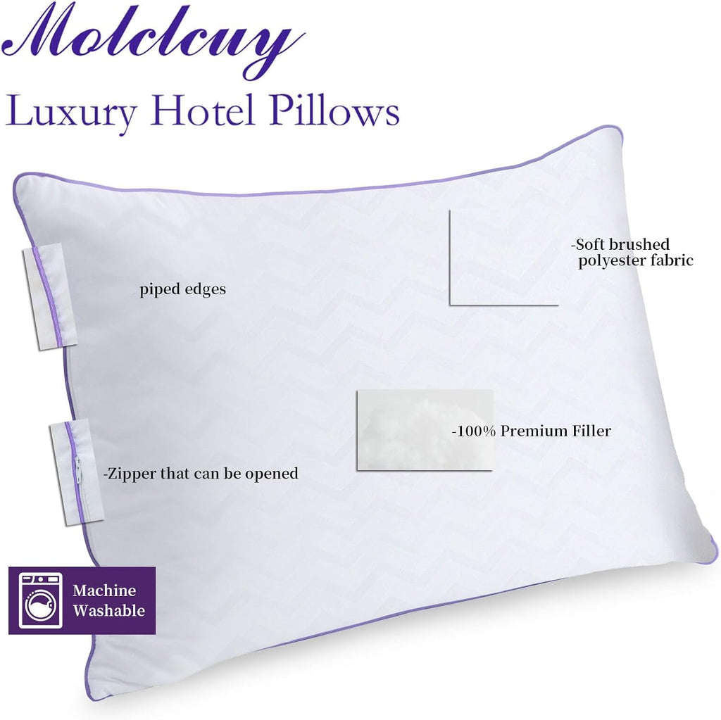 Molclcuy Bed Pillows Standard Size Set of 4, Hotel Collection Pillow for Side and Back Sleepers, Super Soft Down Alternative Microfiber Fille…