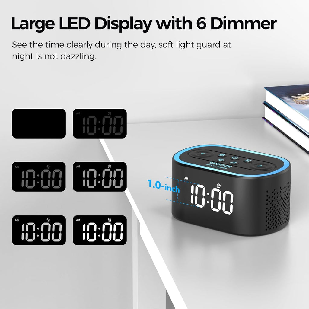 Reacher Digital Alarm Clock & White Noise Sound Machine, 21 Soothing Sounds, 7 Wake Up Sounds, 8 Night Lights, 32-Level Volume, 9 Sleep…