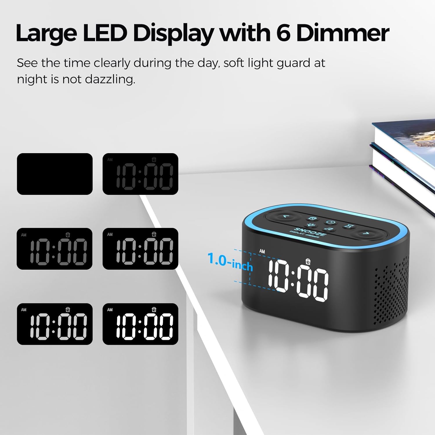 Reacher Digital Alarm Clock & White Noise Sound Machine, 21 Soothing Sounds, 7 Wake Up Sounds, 8 Night Lights, 32-Level Volume, 9 Sleep…