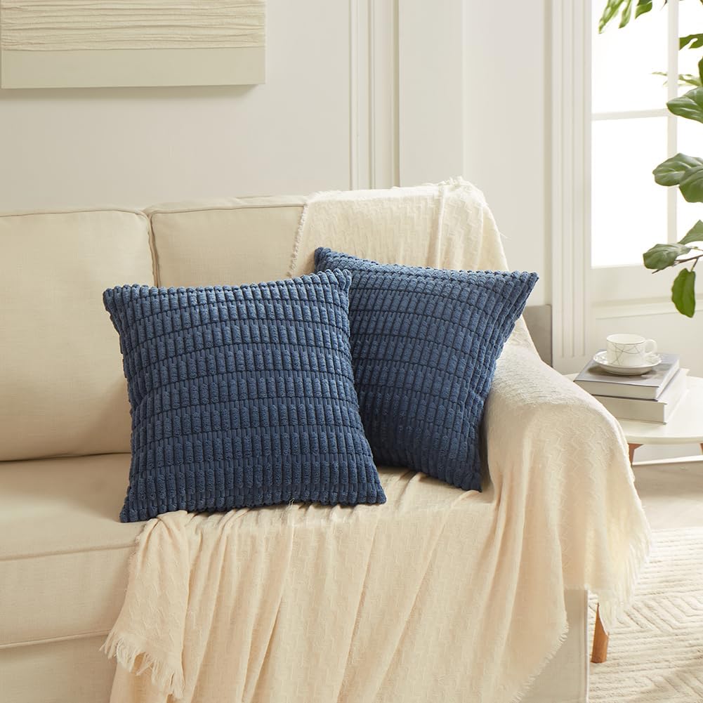 Fancy Homi Decorative Throw Pillow Covers for Bed Couch Bedroom Bench, Soft Corduroy Solid Pillow Case, Rustic Farmhouse Boho Room…