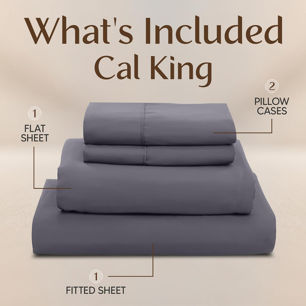 Utopiabedding Utopia Bedding California King Size Sheet Set – 4 Piece Bed Sheets, Soft and Breathable Microfiber, Includes 1 Fitted Sheet,…