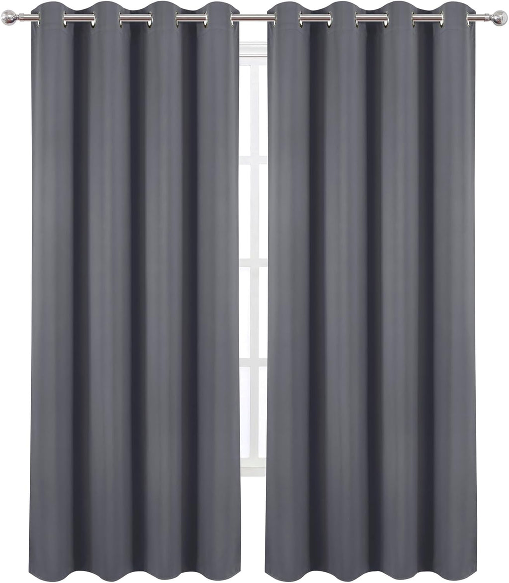 Lemomo Blackout Curtains 52 x 120 Inch Long Grey Curtains Set of 2 Panels Room Darkening Curtains for Bedroom and Living Room 120 Inch Grey