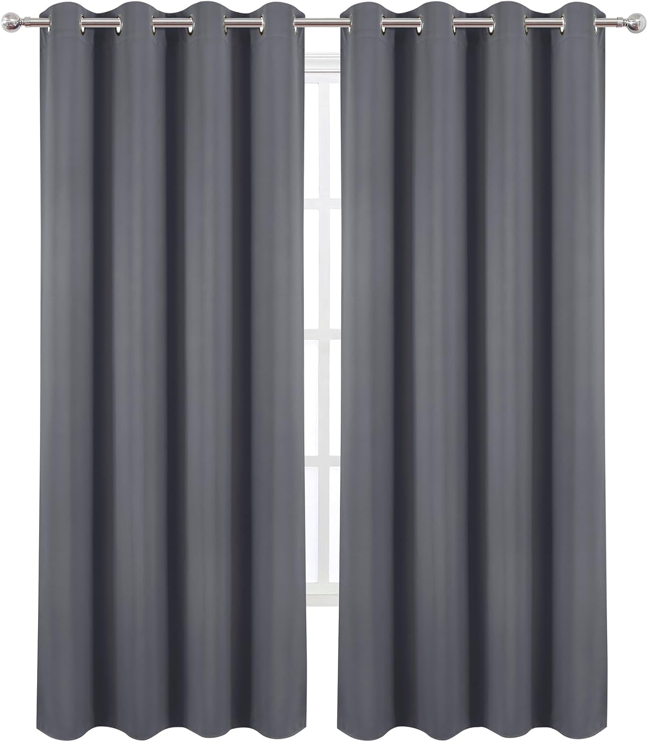 Lemomo Blackout Curtains 52 x 120 Inch Long Grey Curtains Set of 2 Panels Room Darkening Curtains for Bedroom and Living Room 120 Inch Grey
