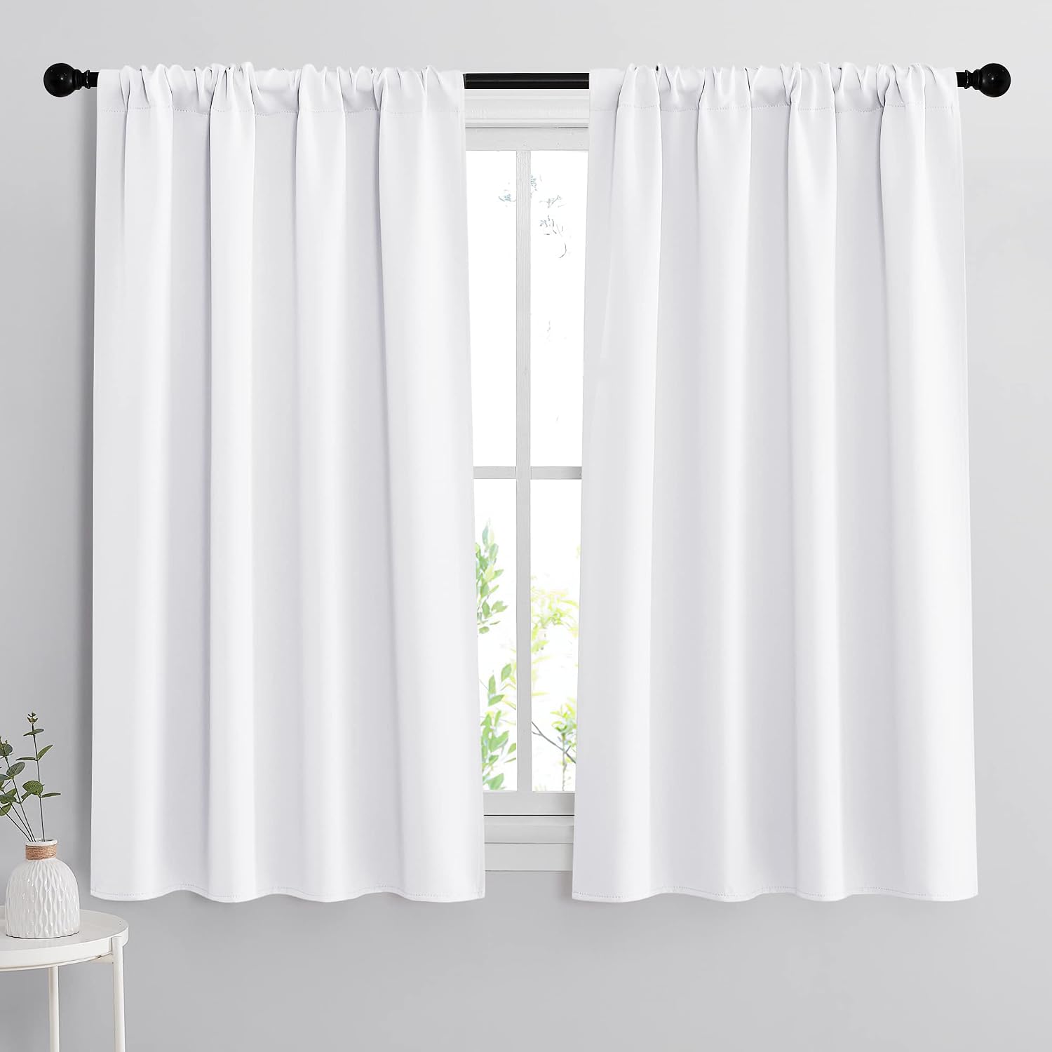 Rybhome RYB HOME Room Darkening Curtains - Rod Pocket Half Light Block Drapes Window Shades for Bedroom Bathroom Living Room Kitchen Office…
