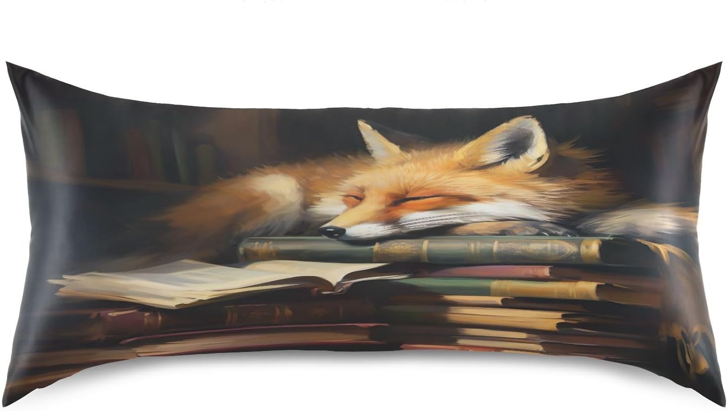 Fox Cartoon Pillow Covers Silk Pillowcase for Hair and Skin Soft and Smooth Cooling Satin Pillowcase Queen Size Pillow Case for Women…