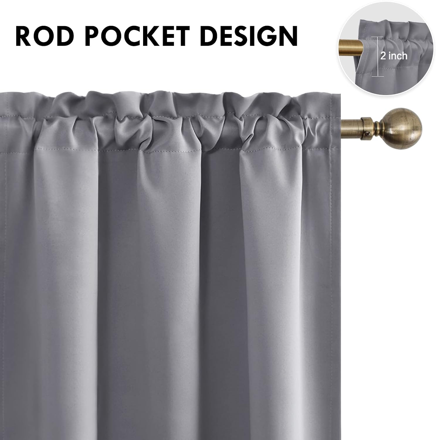 DWCN Short Grey Blackout Curtains for Small Window, Thermal Insulated Energy Saving Room Darkening Curtains for Kitchen/Bedroom (W42 x…
