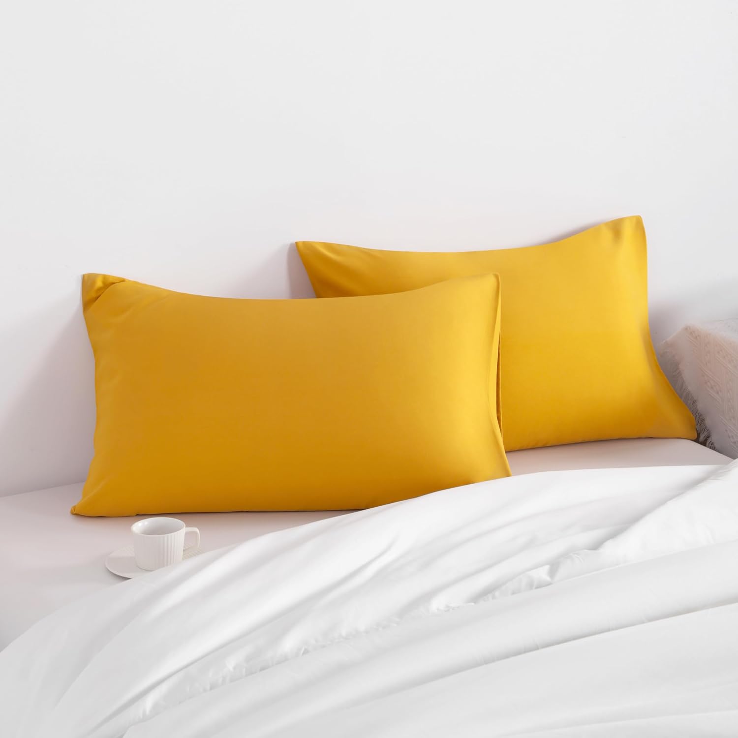 Ntbay Queen Pillow Cases Set of 2, 2 Pack Brushed Microfiber 20x30 Pillow Cases, Soft, Wrinkle, Fade, Stain Resistant Ginger Yellow Pillow…