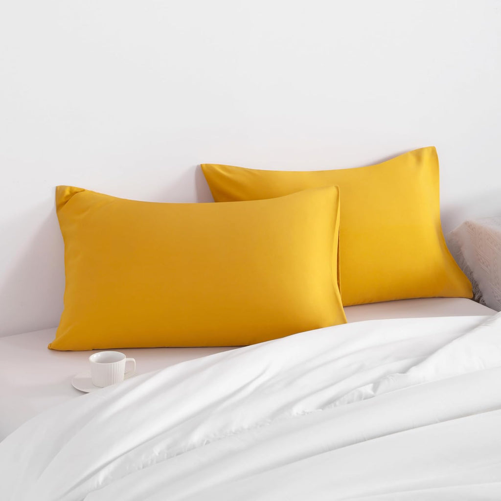 Ntbay Ginger Yellow Microfiber Pillowcases Set of 2, 20x26 Inches, Soft, Wrinkle, Fade Resistant