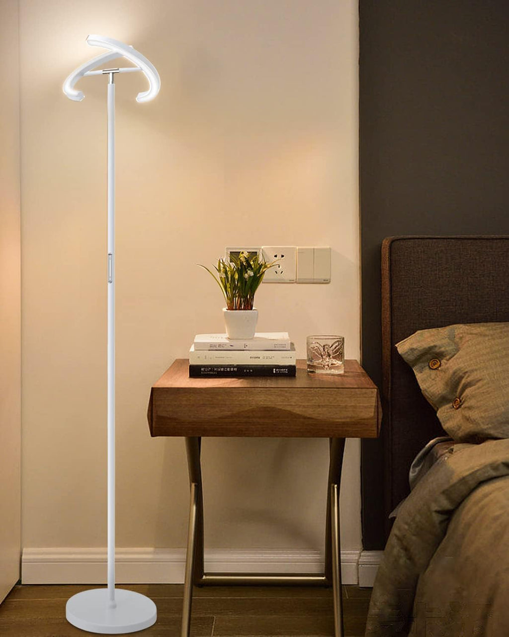 SIBRILLE White Floor Lamp, Modern Stepless Dimmable Standing Lamp 3000-6000K, 20W LED Rotatable Reading Tall Lamp, Touch & Remote Control…