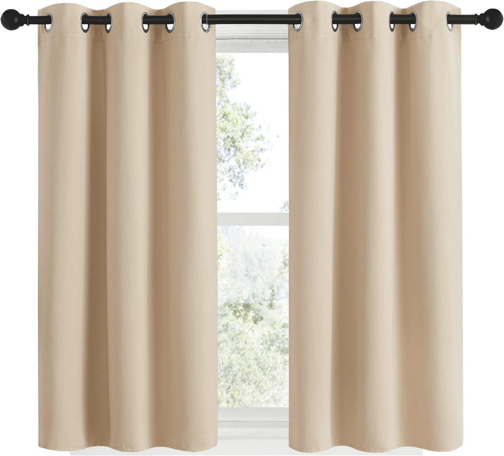 NICETOWN Room Darkening Curtain Panels for Cafe, Thermal Insulated Grommet Room Darkening Draperies/Drapes for Window (Biscotti Beige, 2…