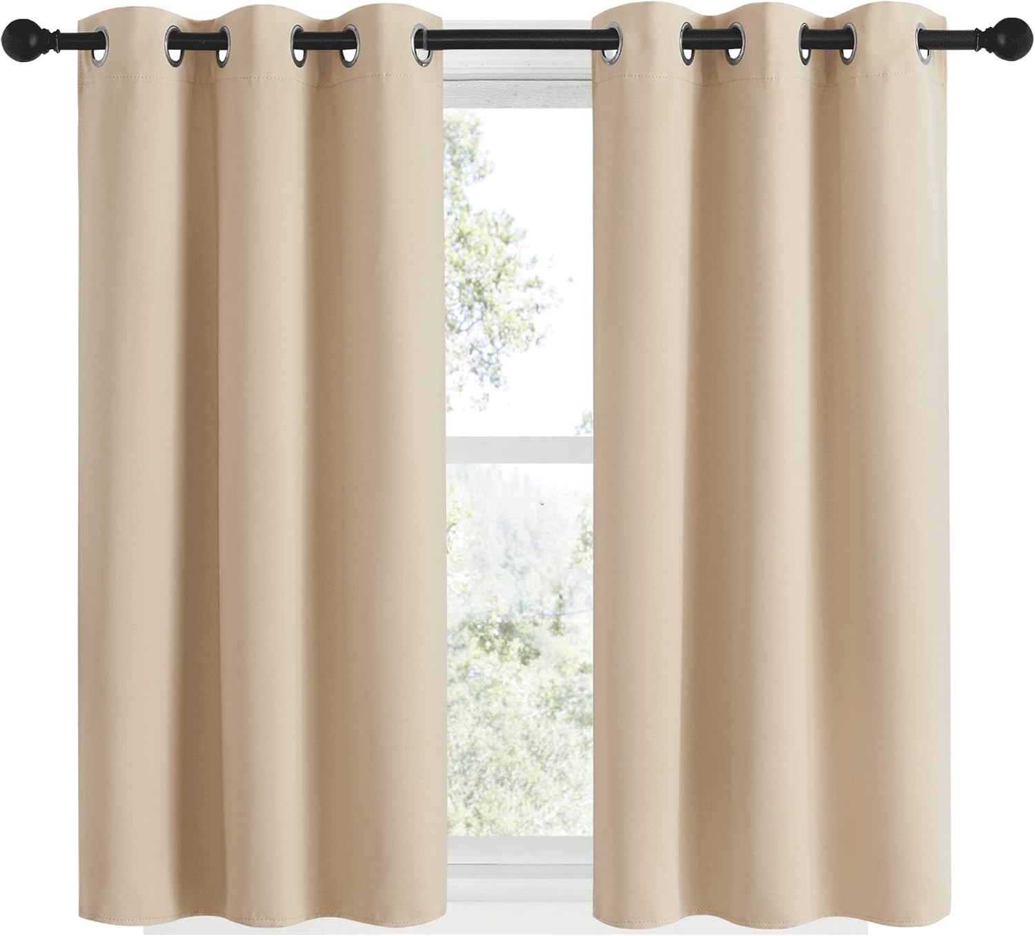 NICETOWN Room Darkening Curtain Panels for Cafe, Thermal Insulated Grommet Room Darkening Draperies/Drapes for Window (Biscotti Beige, 2…