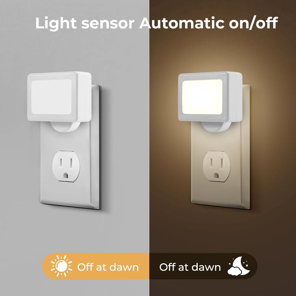 4 Pack Night Light Plug in Wall with Adjustable Direction, Dusk to Dawn Auto On/Off with Light Sensor, Soft White 2700K 100LM, Nightlight…