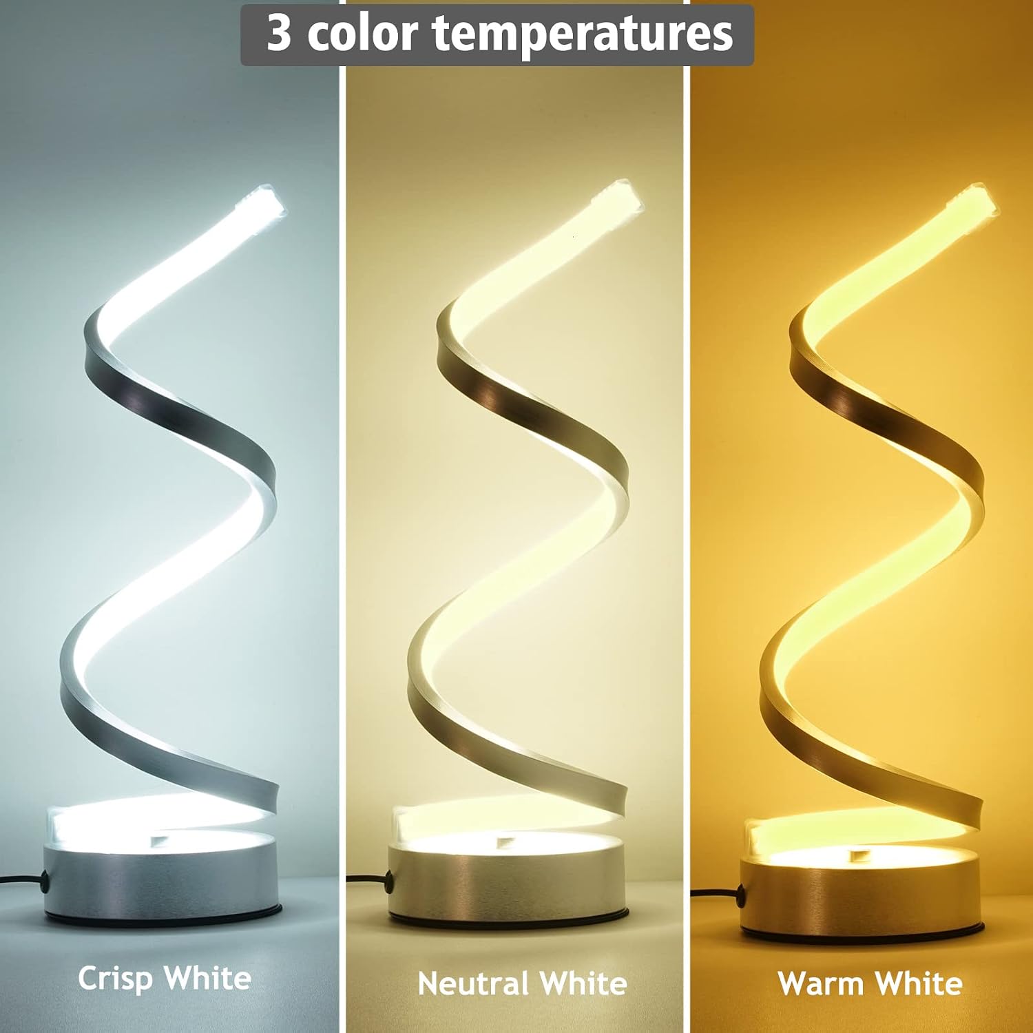 NUÜR Table Lamps for Living Room Set of 2, Silver Dimmable LED Lamp, Small Bedside Lamps, Nightstand Lamp for Bedroom Office Home Living…
