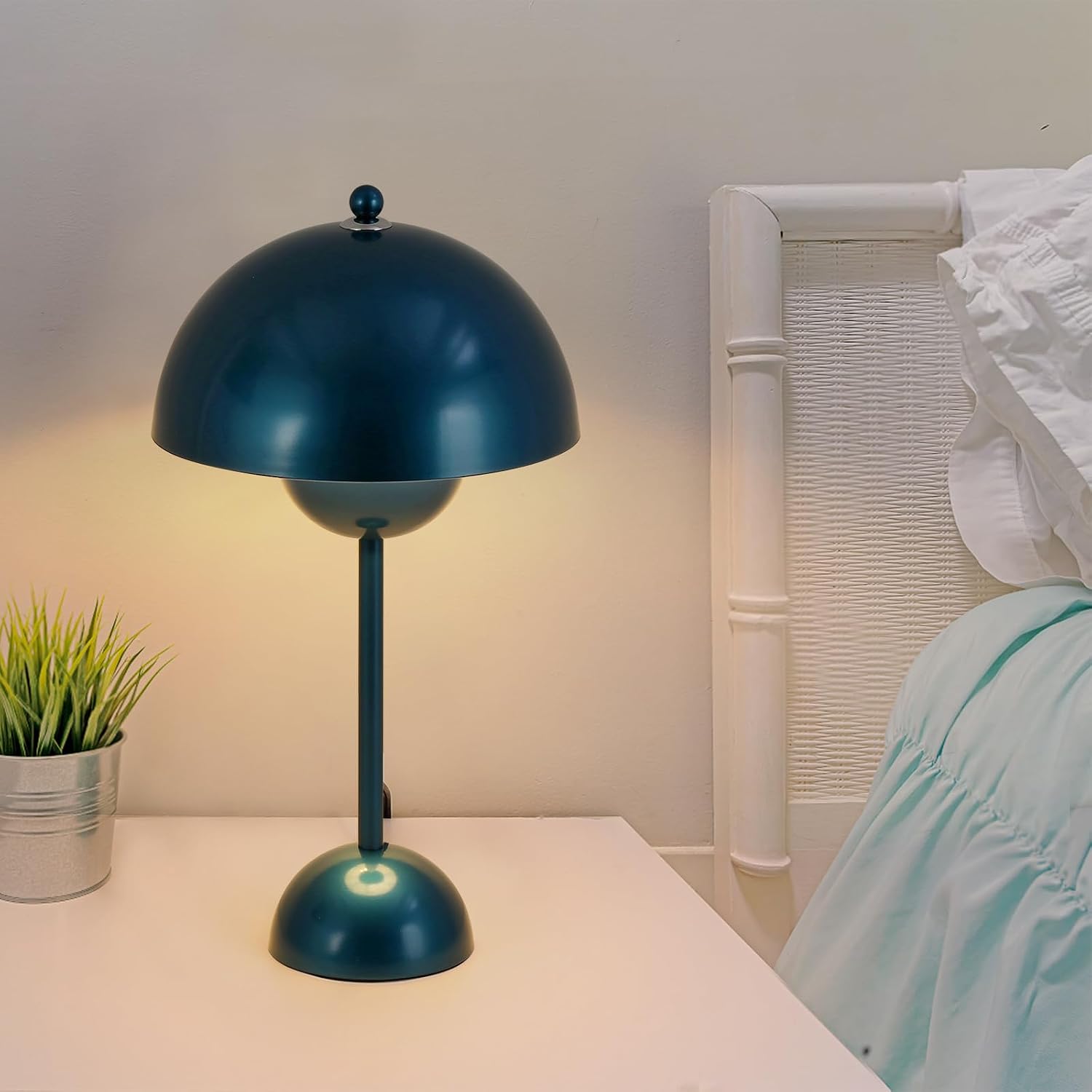 COSYLUX Modern Small Table Lamp for Bedroom, Cute Dome Shade Reflecting Light Reading Lamp for Living Room, Kid's Room, Study, Office…