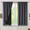 BGment Dark Grey Blackout Curtains for Bedroom 45 Inch Length, Rod Pocket 100% Blackout Curtains with Thermal Liner Darkening Curtains…