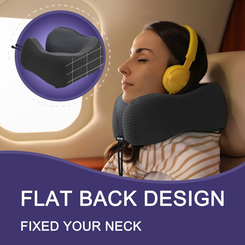 napfun Neck Pillow for Travel with Travel Pouch, Sleep Mask & Earplugs, Memory Foam Airplane Pillow for Headrest Sleep with Eyeshades…