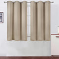 Lemomo Khaki Blackout Curtains 42 x 54 Inch Length Set of 2 Panels Grommet Bedroom Curtains for Living Room 54 Inch silver
