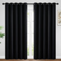Yakamok Blackout Curtains Room Darkening Thermal Insulated Window Panels, Solid Grommet Top Drapes for Bedroom/Living Room(62Wx96L, Black…