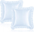 Homiest Ruffle Euro Sham Covers 26x26 Inch Set of 2, Baby Blue Satin Pillow Shams with 3 Inch Wide Decorative Ruffled, European Square…